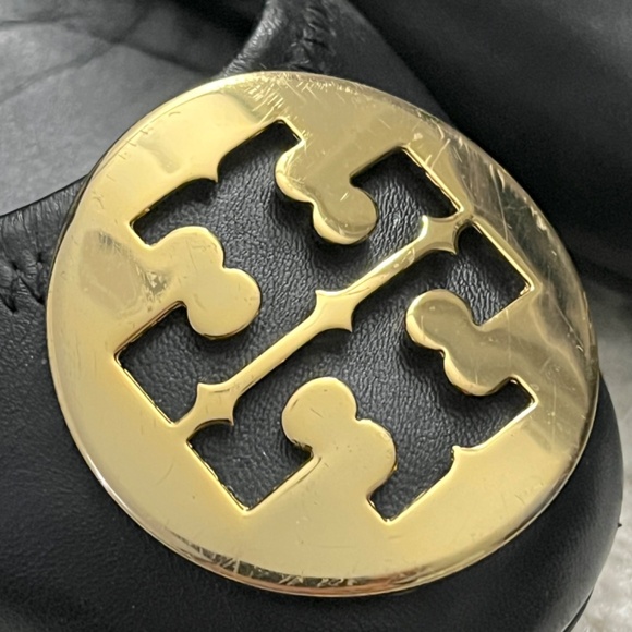Tory Burch Reva Black Gold Medallion Ballet Flats - Picture 8 of 14